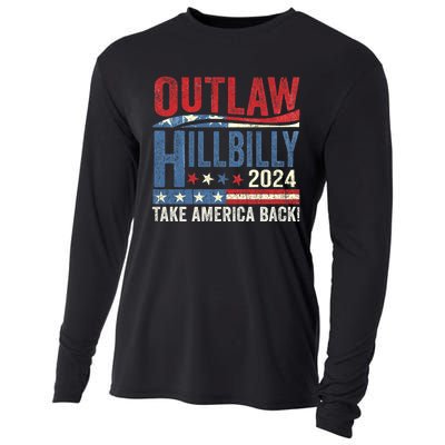 Vintage Elections Outlaw Hillbilly Us Flag Trump Vance 2024 Outlaw Hillbilly Us Cooling Performance Long Sleeve Crew