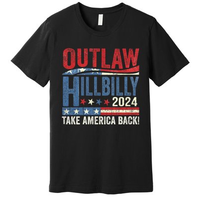 Vintage Elections Outlaw Hillbilly Us Flag Trump Vance 2024 Outlaw Hillbilly Us Premium T-Shirt