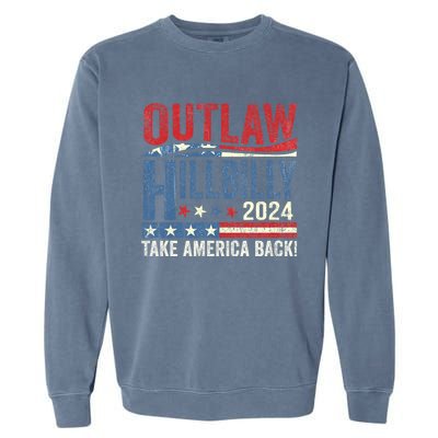 Vintage Elections Outlaw Hillbilly Us Flag Trump Vance 2024 Outlaw Hillbilly Us Garment-Dyed Sweatshirt