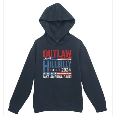 Vintage Elections Outlaw Hillbilly Us Flag Trump Vance 2024 Outlaw Hillbilly Us Urban Pullover Hoodie