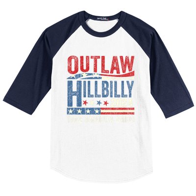 Vintage Elections Outlaw Hillbilly Us Flag Trump Vance 2024 Outlaw Hillbilly Us Baseball Sleeve Shirt