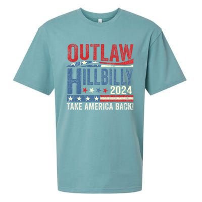 Vintage Elections Outlaw Hillbilly Us Flag Trump Vance 2024 Outlaw Hillbilly Us Sueded Cloud Jersey T-Shirt