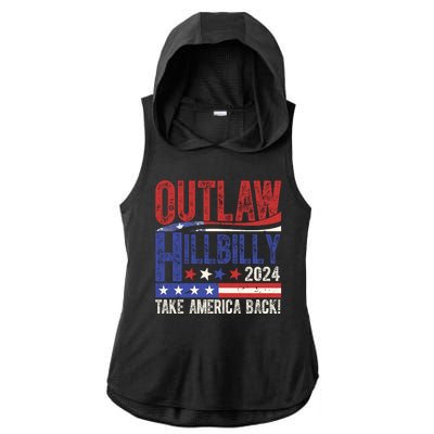 Vintage Elections Outlaw Hillbilly Us Flag Ladies PosiCharge Tri-Blend Wicking Draft Hoodie Tank