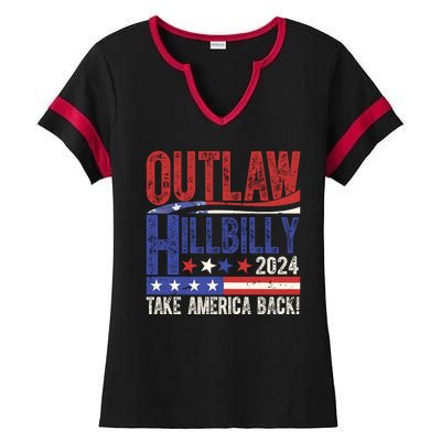 Vintage Elections Outlaw Hillbilly Us Flag Ladies Halftime Notch Neck Tee