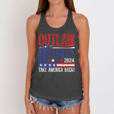 Vintage Elections Outlaw Hillbilly Us Flag Women's Knotted Racerback Tank