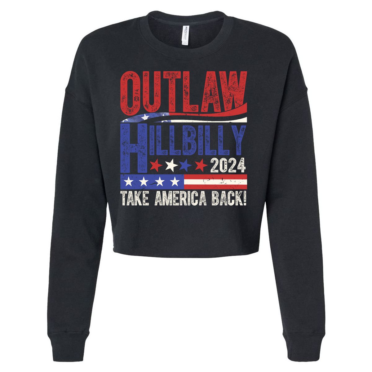 Vintage Elections Outlaw Hillbilly Us Flag Cropped Pullover Crew