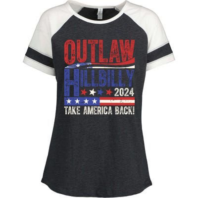 Vintage Elections Outlaw Hillbilly Us Flag Enza Ladies Jersey Colorblock Tee