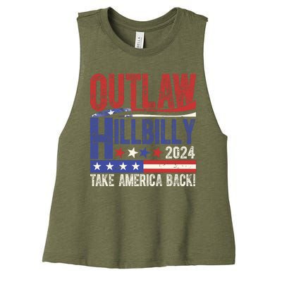 Vintage Elections Outlaw Hillbilly Us Flag Women's Racerback Cropped Tank