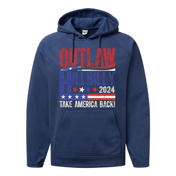 Vintage Elections Outlaw Hillbilly Us Flag Performance Fleece Hoodie