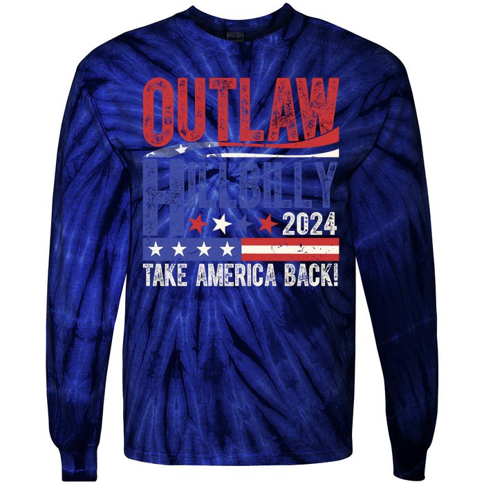 Vintage Elections Outlaw Hillbilly Us Flag Tie-Dye Long Sleeve Shirt