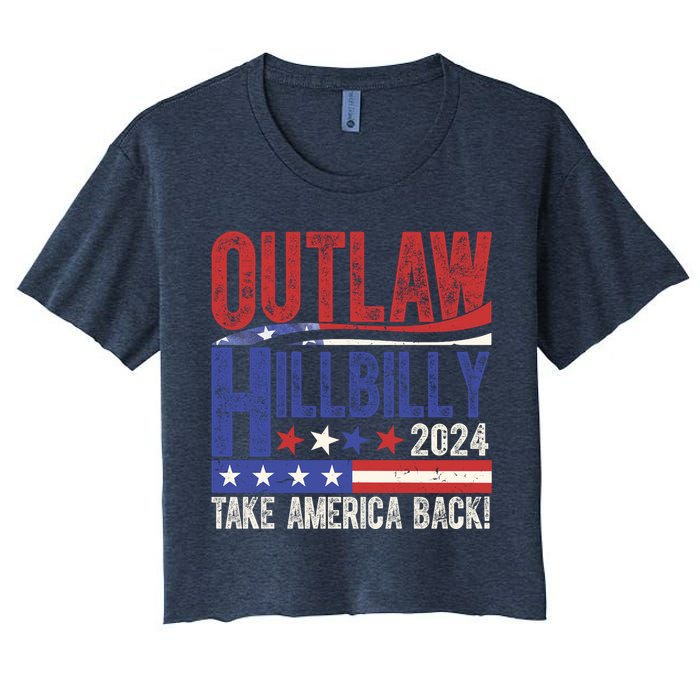 Vintage Elections Outlaw Hillbilly Us Flag Women's Crop Top Tee