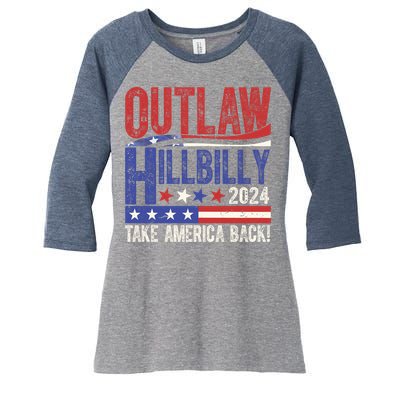 Vintage Elections Outlaw Hillbilly Us Flag Women's Tri-Blend 3/4-Sleeve Raglan Shirt