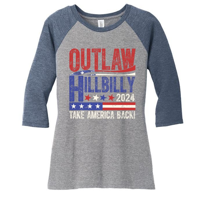 Vintage Elections Outlaw Hillbilly Us Flag Women's Tri-Blend 3/4-Sleeve Raglan Shirt