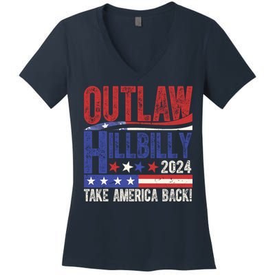 Vintage Elections Outlaw Hillbilly Us Flag Women's V-Neck T-Shirt