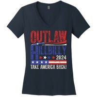 Vintage Elections Outlaw Hillbilly Us Flag Women's V-Neck T-Shirt