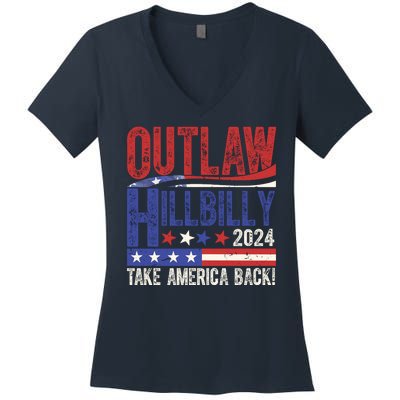 Vintage Elections Outlaw Hillbilly Us Flag Women's V-Neck T-Shirt