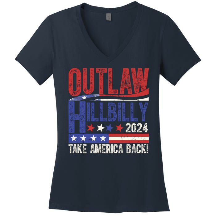 Vintage Elections Outlaw Hillbilly Us Flag Women's V-Neck T-Shirt