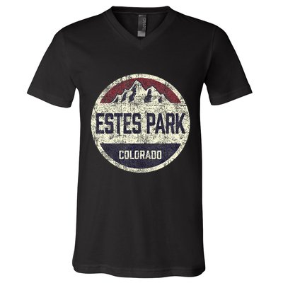 Vintage Estes Park Colorado Mountain Retro Souvenir V-Neck T-Shirt