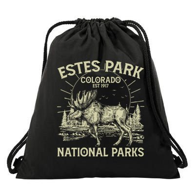 Vintage Estes Park Colorado National Parks Est 1917 Drawstring Bag