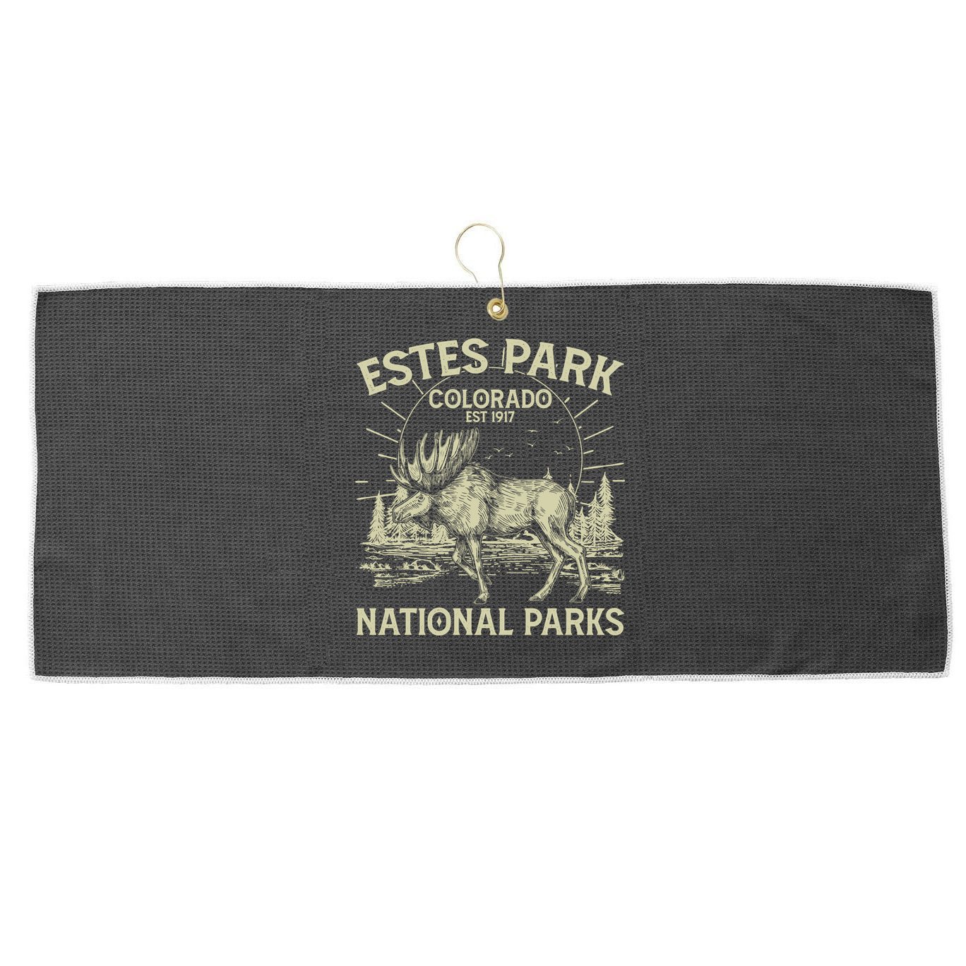 Vintage Estes Park Colorado National Parks Est 1917 Large Microfiber Waffle Golf Towel