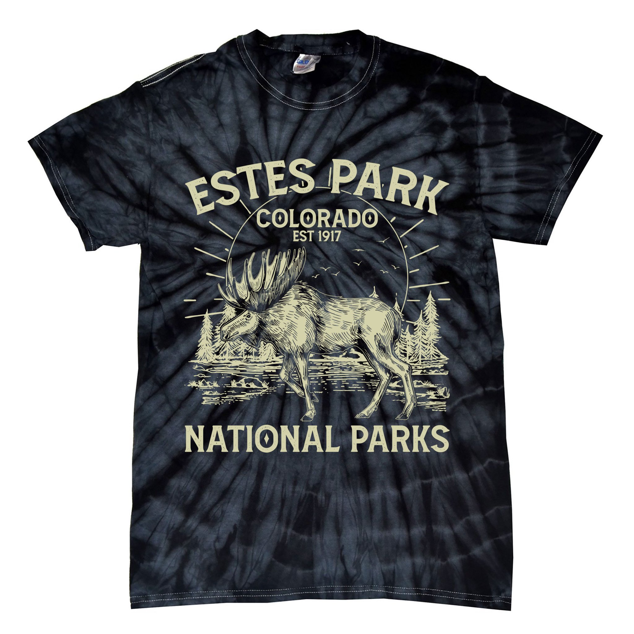 Vintage Estes Park Colorado National Parks Est 1917 Tie-Dye T-Shirt