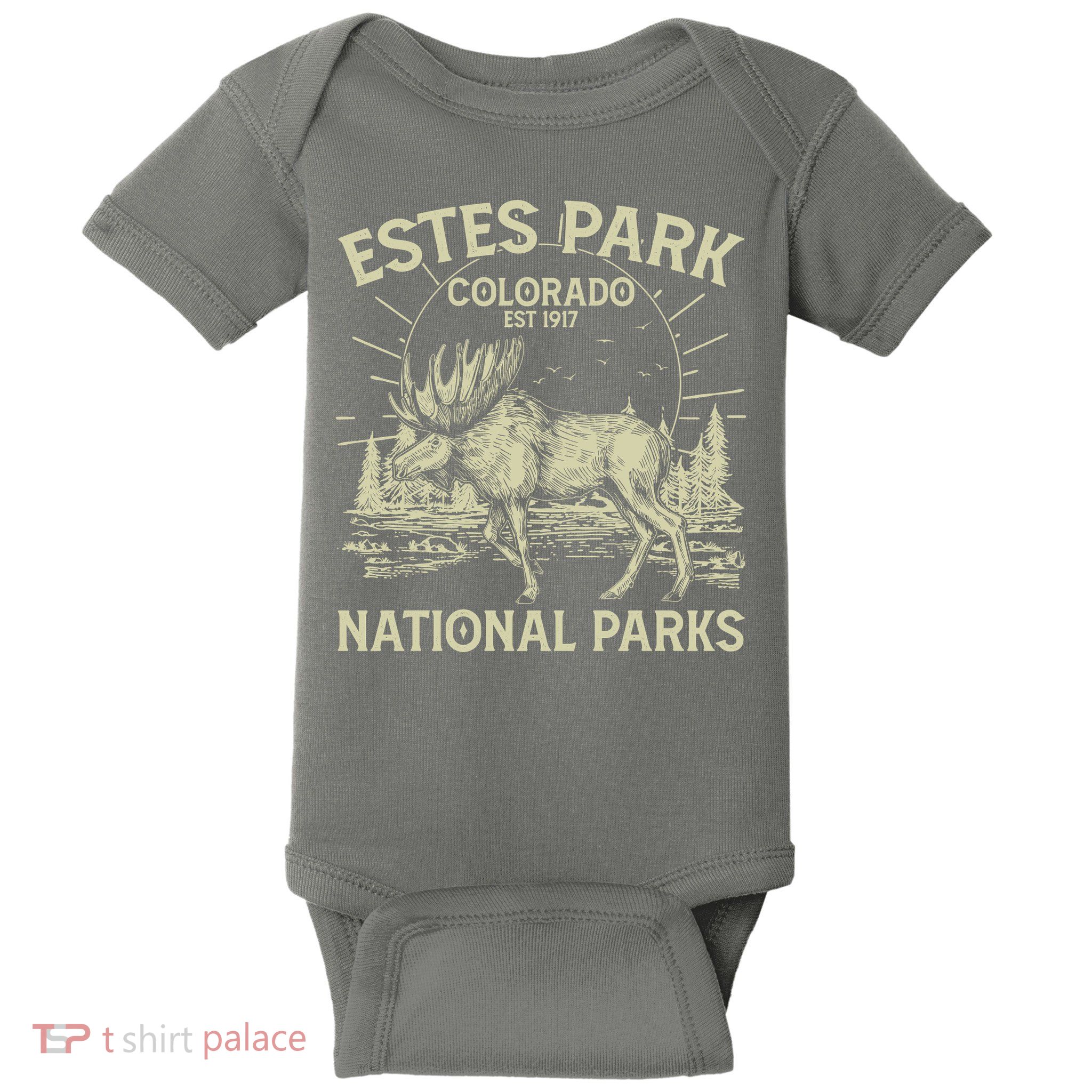 Vintage Estes Park Colorado National Parks Est 1917 Baby Bodysuit