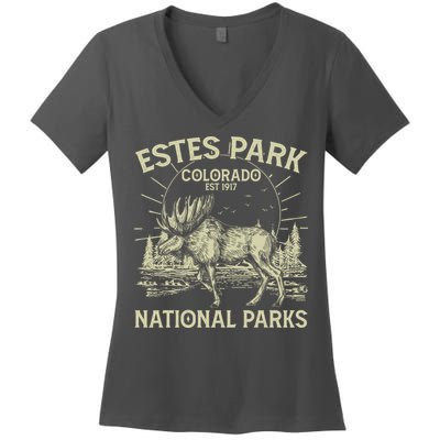 Vintage Estes Park Colorado National Parks Est 1917 Women's V-Neck T-Shirt