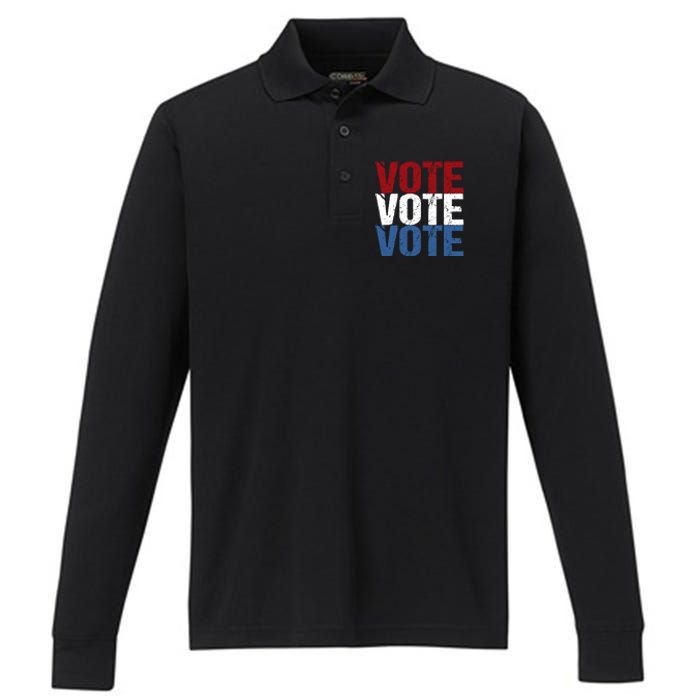 VOTE Election Patriotic Voter Registration Midterm Voting Performance Long Sleeve Polo