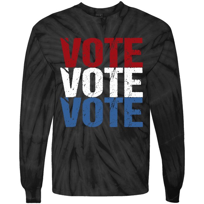 VOTE Election Patriotic Voter Registration Midterm Voting Tie-Dye Long Sleeve Shirt