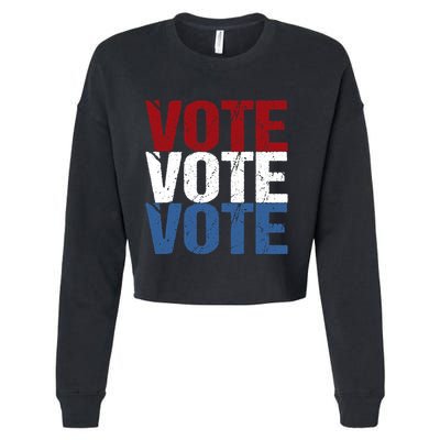 VOTE Election Patriotic Voter Registration Midterm Voting Cropped Pullover Crew