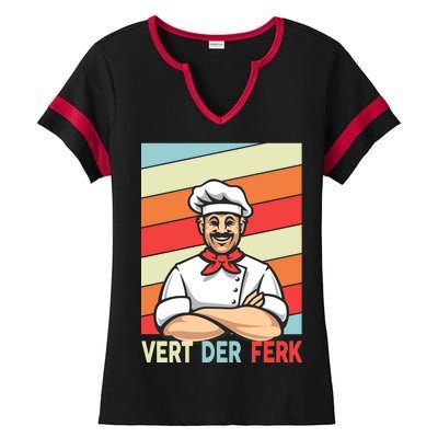 Vert Der Ferk Retro Poster Chef Ladies Halftime Notch Neck Tee