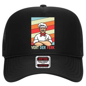 Vert Der Ferk Retro Poster Chef High Crown Mesh Back Trucker Hat