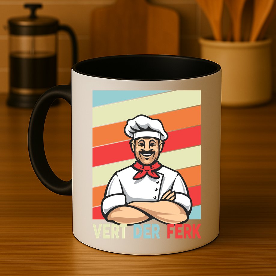 Vert Der Ferk Retro Poster Chef Mug