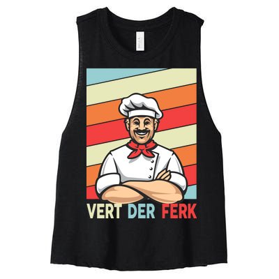 Vert Der Ferk Retro Poster Chef Women's Racerback Cropped Tank