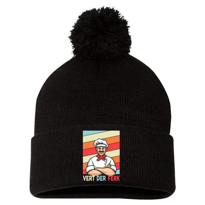 Vert Der Ferk Retro Poster Chef Pom Pom 12in Knit Beanie