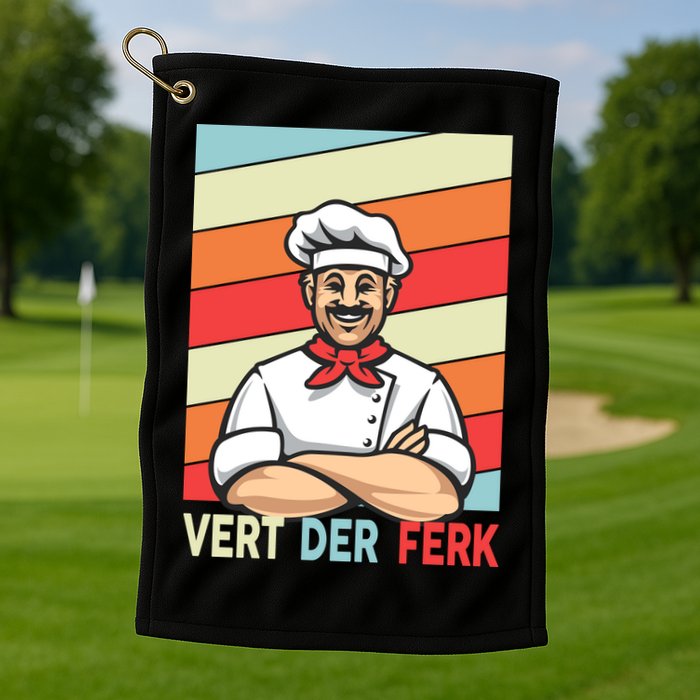 Vert Der Ferk Retro Poster Chef Golf Towel