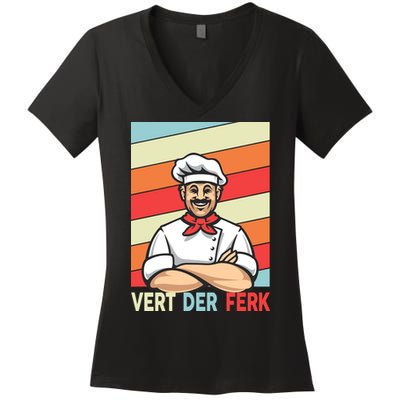 Vert Der Ferk Retro Poster Chef Women's V-Neck T-Shirt