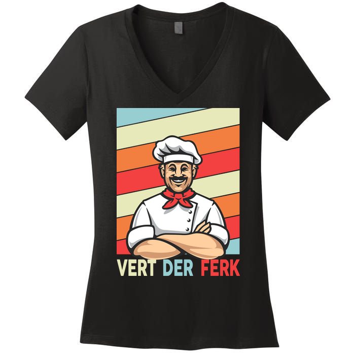 Vert Der Ferk Retro Poster Chef Women's V-Neck T-Shirt