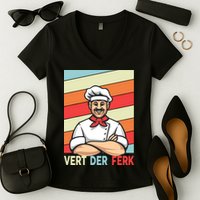 Vert Der Ferk Retro Poster Chef Women's V-Neck T-Shirt