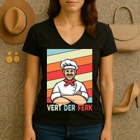 Vert Der Ferk Retro Poster Chef Women's V-Neck T-Shirt