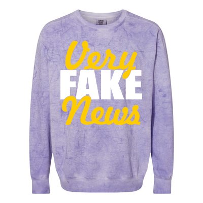 Very Fake News Black & Gold Script Colorblast Crewneck Sweatshirt