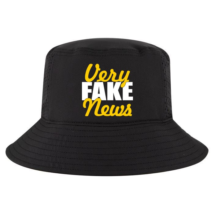 Very Fake News Black & Gold Script Cool Comfort Performance Bucket Hat