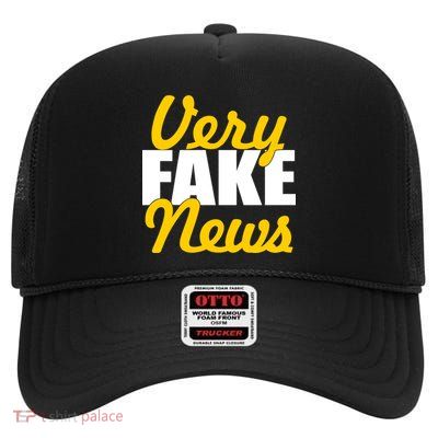 Very Fake News Black & Gold Script High Crown Mesh Back Trucker Hat