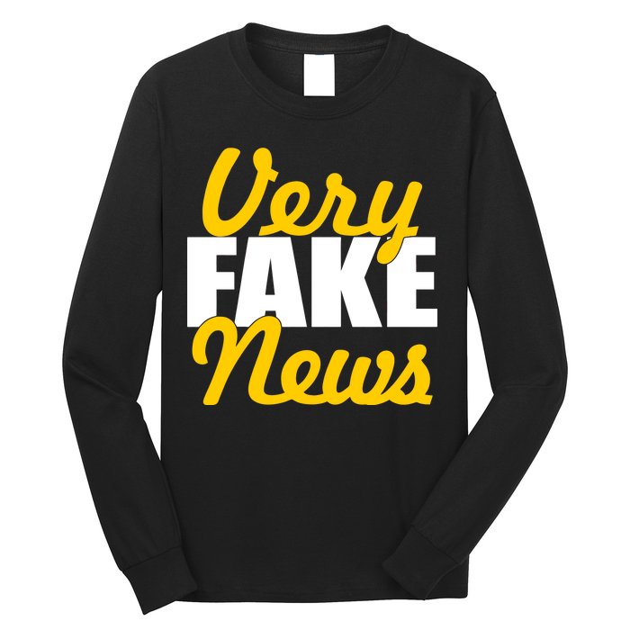 Very Fake News Black & Gold Script Long Sleeve Shirt