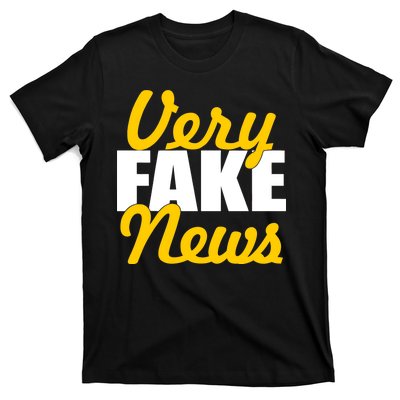 Very Fake News Black & Gold Script T-Shirt