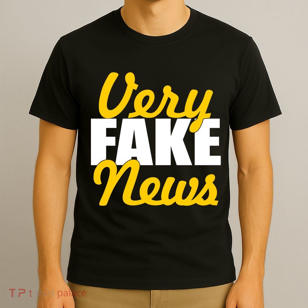 Very Fake News Black & Gold Script T-Shirt