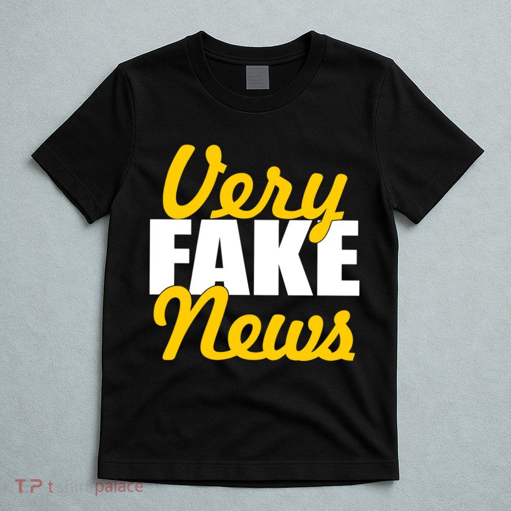 Very Fake News Black & Gold Script T-Shirt
