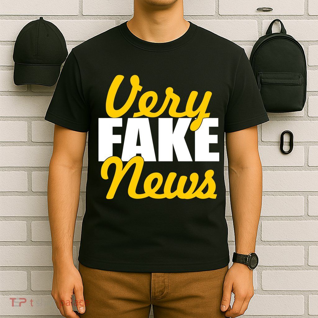 Very Fake News Black & Gold Script T-Shirt
