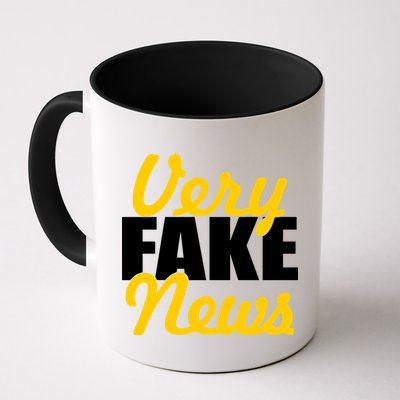 Very Fake News Black & Gold Script Mug