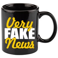 Very Fake News Black & Gold Script 11oz C Handle Ceramic Mug